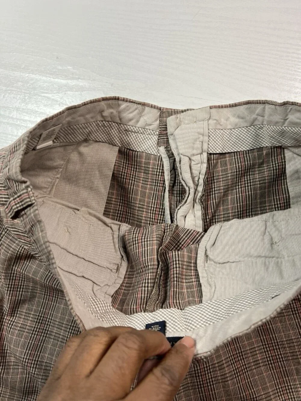 Banana Republic Linen Blend Glen Check Plaid Shorts 9 Inch Inseam Mens 33